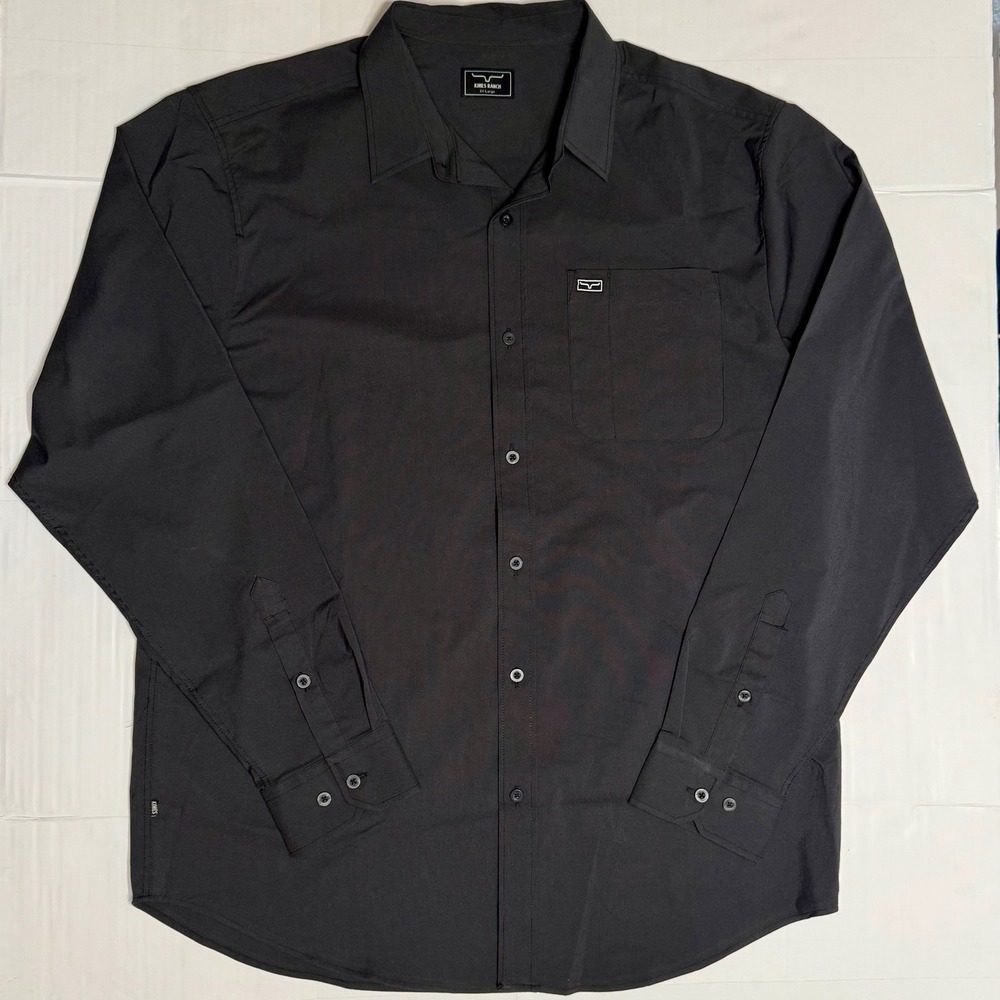 Kimes Ranch Mens XX-Large Black Coolmax Western Uncomplicated Button Down Shirt